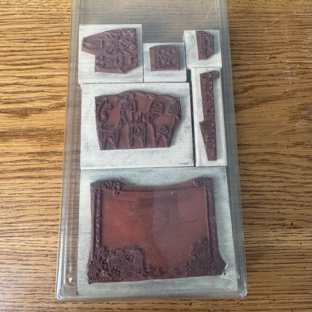 Stampin Up Just A Line 1997 Rubber Stamps Set of 6 Wood Block Laundry Bunny - Picture 2 of 3